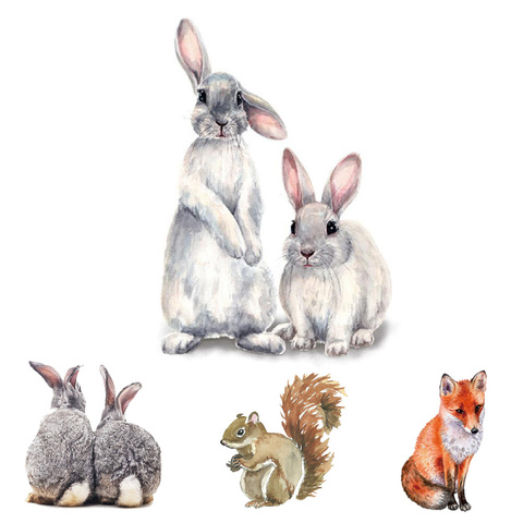 Cute Animals rabbits Fox Bird Wall sticker Children's kids room home decoration living room bedroom wallpaper removable stickers ► Photo 1/6