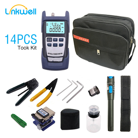 FTTH Fiber Optic Tool Kit 14pcs FC-6S Fiber Cleaver  -70~+10dBm Optical Power Meter 5/10/20/30km Laser pen  Visual Fault Lcator ► Photo 1/3