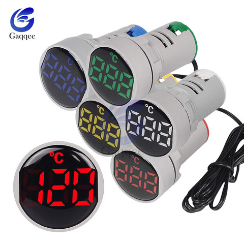 Mini  22mm LED Thermometer Digital Temperature Meter   AC 50-380V 220V -20-120'C with 1M Sensor Probe for Car Room Indoor ► Photo 1/6