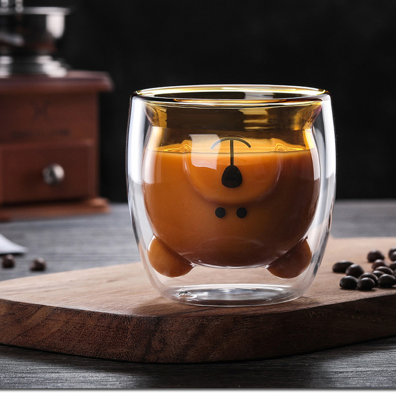 Buy Online 270 Ml Double Layer Coffee Cup Borosilicate Glass Hot And Cold Drink Cup Cute Bear Cup Milk Coffee Cup Tea Cup Children S Gift Alitools