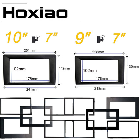 Hoxiao 9 inch 10 inch to 7 inch Car Frame For Universal 2 Din Auto Radio Android Player Frame Framework 178 x 102mm Panel No Gap ► Photo 1/6