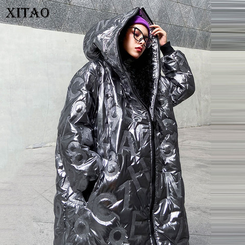 XITAO Women Parkas Fashion New Plus Size Goddess Fan Pocket 2022 Winter Split Hooded Collar Small Fresh Casual Parkas DMY1754 ► Photo 1/6