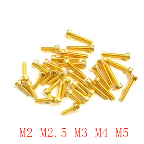 10-20pcs M2 M2.5 M3 M4 M5 Allen Screw Hex Socket Knurled Cap Cup Head Screw Titanium Gold Plated Bolts Length 4-55mm ► Photo 1/2