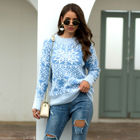 2022 New Christmas Sweaters Women Thick Warm Winter Pullover Sweater Deer Elk Snowman Female reindeer Sweater Knitted MMY005 ► Photo 1/6
