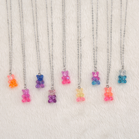 1pc Women Necklace  Multicolor Resin Gummy Bear Pendant  Children Birthday Gift Woman Jewelry ► Photo 1/6