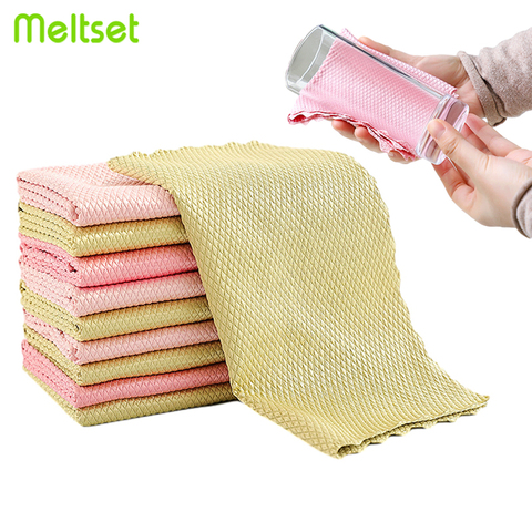 5PCS/lot Microfiber Cloth No Trace Glass Cleaning Towel Absorbent Dish Cloth for Tableware Kitchen Rag Household Cleaning Tools ► Photo 1/6