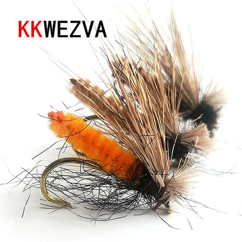 KKWEZVA 18pcs deer hair material fishing fly lures insect dry floating type insect artificial fly bait Trout bait fishing Tackle ► Photo 1/6