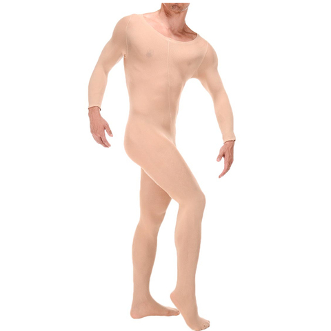 Plus Size Sexy Men Body stockings Transparent Bodysuit Pantyhose Open Sheath Sleeve Tight Stocking Crotch Close Erotic Lingerie ► Photo 1/6
