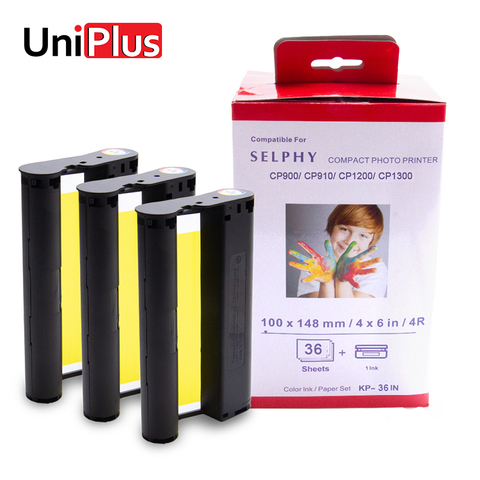 UniPlus KP 108IN Color Ink Cartridge for Cannon Selphy cp1300 cp1200 Label  Printer Photo Paper Set 6 inch Ink for Selphy KP36IN - AliExpress