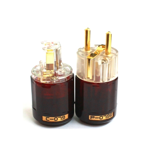 hifi Oyaide C-079 P-079e Schuko Europe EU Power Plug 24k Gold Plated IEC Audio Connector Female-Male audio Transparent ► Photo 1/5