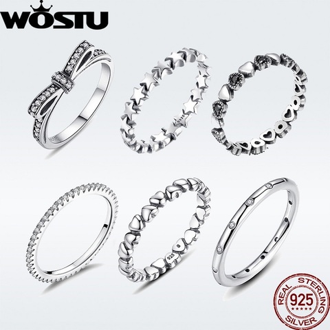 WOSTU Hot Sale 925 Sterling Silver Rings For Women European Original Wedding Fashion Brand Ring Jewelry Gift ► Photo 1/6