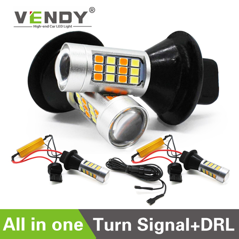 1set Canbus Car LED Turn Signal Light+Daytime Running Light Dual Mode Auto DRL Bulb Lamp WY21W W21W T20 PY21W BAU15S P21W BA15S ► Photo 1/6