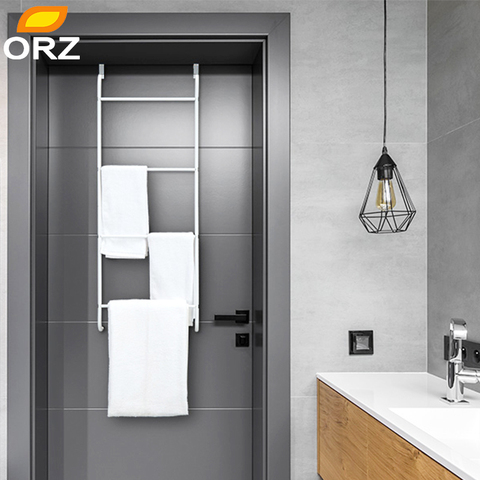 ORZ Metal 4-Layer Bathroom Organizer Rack Trapezoidal Hanging Towel Rack Door Bathroom Storage Shelf ► Photo 1/6