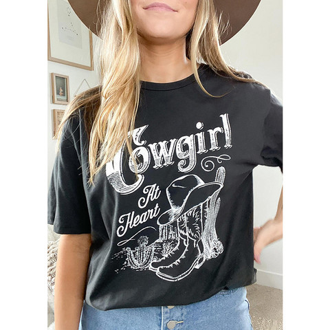 Cowgirl At Heart Print Summer Women Harajuku Tshirts Cute Cactus Hat Riding Boots Graphic Oversized Tops Female Vintage Clothes ► Photo 1/4