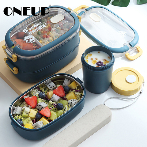 ONEUP Microwave Lunch Box For Kids School Eco-Friendly BPA Free
