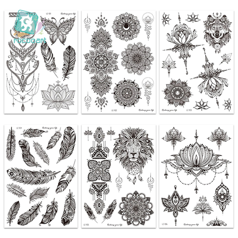 1 Sheet Hand Body Tattoo Temporary Waterproof Jewelry Lace Totem Lotus Mandala tatto Decal Waist Art Tatoo Sticker Women 21x15CM ► Photo 1/6