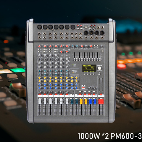 Leicozic PM600-3 Powered Mixer Console 1000W *2 4OHMS Powered Audio Mixer Professional 8-Channel Mixing Console Power & mate ► Photo 1/6