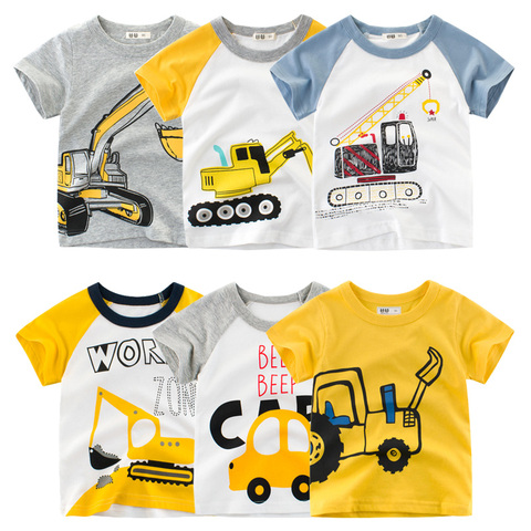 2-10Y Cartoon Print Baby Boys T Shirt for Summer Infant Boy Excavator T-Shirts Short Sleeves Kids Clothes Toddler Cotton Tops ► Photo 1/6