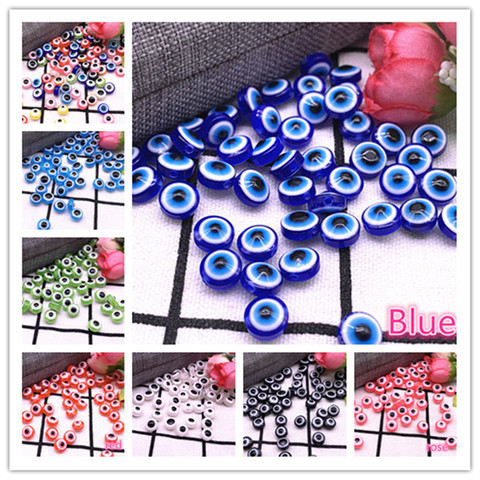 NEW 50pcs/lot 8mm 10mm Jewelry Resin Spacer Flat Beads Mixed Evil Eye Pattern Beads for Jewelry Making ► Photo 1/5