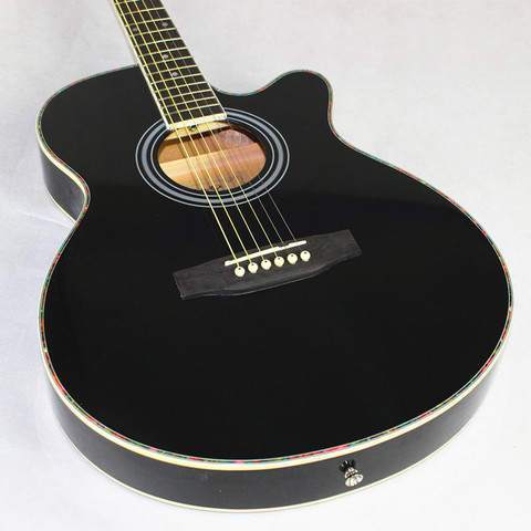 Guitar Acoustic Electric Steel-String Balladry Folk Pop Thin Body Flattop 40 Inch Guitarra 6 String Black Light Cutaway Electro ► Photo 1/6