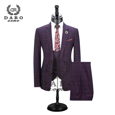 2022 DARO Mens Suit terno Slim Fit Casual one button Fashion Grid Blazer Side Vent Jacket and Pant for Wedding Party DR8038 ► Photo 1/6