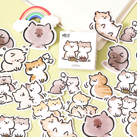 45 pcs/box Cute naughty cat Stickers Scrapbooking Decorative Sticker Korean Diy Diary Album Stick Label Kawaii Stationery ► Photo 1/5