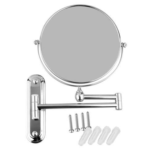 High Quality 8 inch Stainless Steel 5x Magnification Mirror Wall Mounted Bathroom Makeup Mirror Extending Folding Double Sided ► Photo 1/6