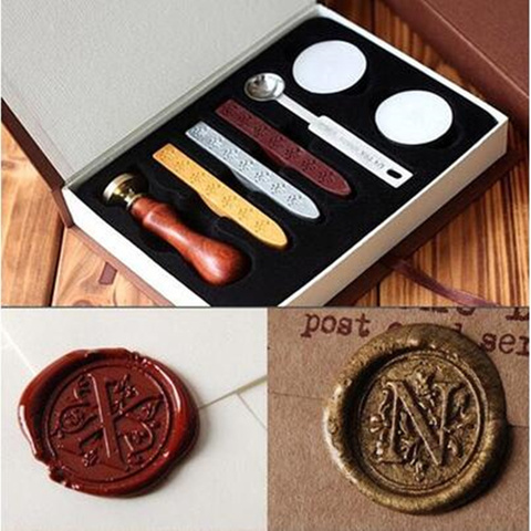 Personalized Classical Old-Fashioned Antique Initial Letters Alphabet Wax  Seal Stamp Kit With Gift Box - Wax Sealing