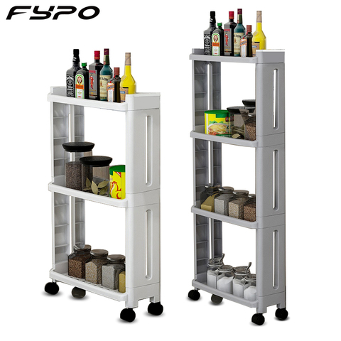 Kitchen multi-layer storage rack shelf with wheels Movable Organization Rack for Seasonings Bottle Bathroom Accessories Shelf ► Photo 1/6