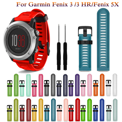 New fashion 26mm Width Outdoor Sports Silicone wrist Strap Watchband Replacement bracelte watch for Garmin Fenix 3 HR watch Band ► Photo 1/6