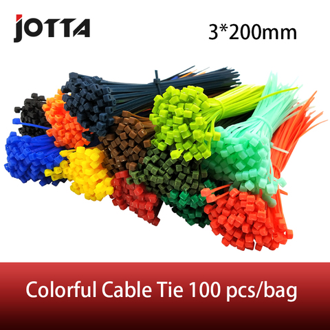 3*200mm Self-locking Nylon Cable Ties 8 inch 100pcs 12 color Plastic Zip Tie  binding wrap straps ► Photo 1/5