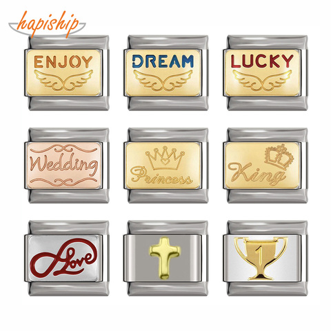 Hapiship 2022 New 9mm Width Original Daisy Dream Lucky King Champion Italian Charm Bracelet Stainless Steel Jewelry Making DJ159 ► Photo 1/6