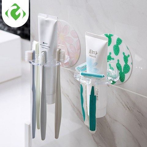 1PC Plastic Toothbrush Holder Toothpaste Storage Rack Shaver Tooth Brush Dispenser Bathroom Organizer Accessories Tools GUANYAO ► Photo 1/6