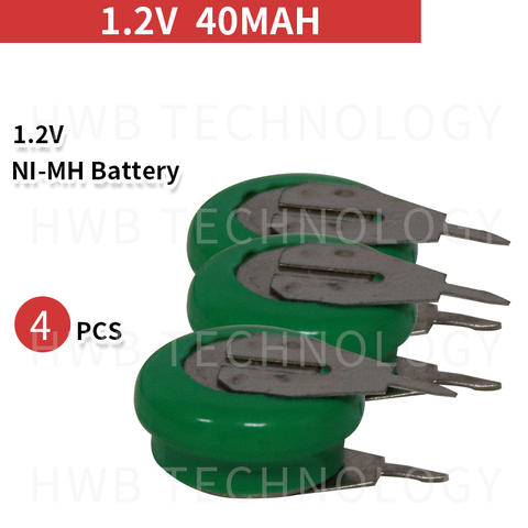 4 PCS/lot Original Brand New KX 1.2V 40mAh Ni-MH Rechargeable Button Cell Battery Ni MH Batteries With Pins Free Shipping ► Photo 1/4