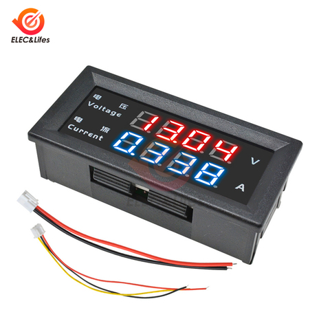 DC 100V 200V 10A 4-digit High precision voltmeter Ammeter Blue + Red LED AMP Dual Display Digital Volt Meter Gauge ► Photo 1/6