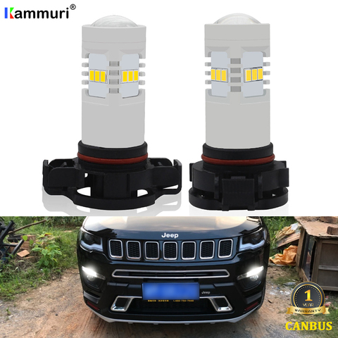 For Jeep Compass 2017 2022 LED Day DRL Daytime running lights, White 6000K Canbus PSX24W 5202 LED DRL Bulbs 12V 24V 1500LM ► Photo 1/6