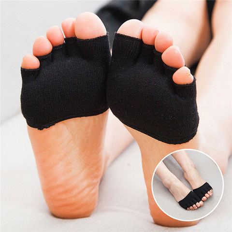 1 Pair Breathable Cotton 5 Toes Cushion 4 Colors Metatarsal Sore Forefoot Support Sponge Half Insoles Pads Massage Toe Socks ► Photo 1/6