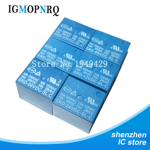 5PCS Relays SRD-03VDC-SL-C SRD-05VDC-SL-C SRD-06VDC-SL-C SRD-09VDC-SL-C SRD-12VDC-SL-C 3V 5V 6V 9V 12V 24V 10A 250VAC 5PIN T73 ► Photo 1/6