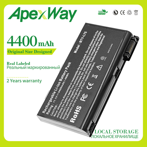 Apexway 4400mAh 6CELLS BTY-L74 New Laptop Battery For MSI L74 L75 A5000 A6000 CX500 CX500DX CX705X CX623 EX460 EX610 CX700 CX620 ► Photo 1/4