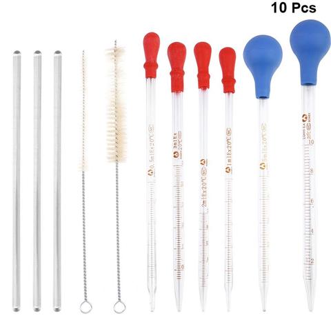 10PCS Rubber Head Glass Dropper Glass Pipette Lab Dropper Pipet With Scale Line (Assorted Color) ► Photo 1/6