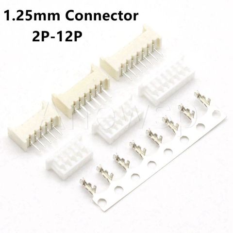 10 Set MICRO JST 1.25 Connector 1.25mm Pitch Horizontal Straight Pin Header + Housing + Terminal 2/3/4/5/6/7/8/9/10/11/12P ► Photo 1/6