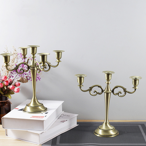 IMUWEN Silver/Gold/Bronze/Black Metal Pillar Candle Holders Candlestick Wedding Stand For Mariage Home Decor Candelabra Stand ► Photo 1/6