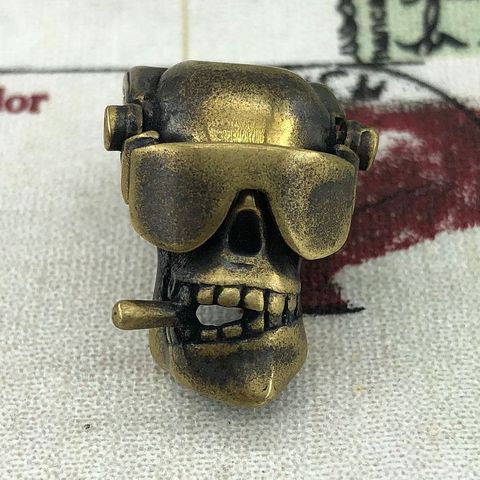 1PC Cigar Skull Retro Brass Oxide EDC Paracord Beads Umbrella Rope Cord Lanyard Pendants Knife Beads Outdoor Knife Accessories ► Photo 1/6