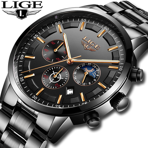 2022 New LIGE Watches Men quartz Top Brand Analog Military male Watches Men Sports army Watch Waterproof Relogio Masculino+Box ► Photo 1/6