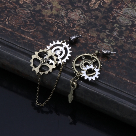 Women Steampunk Antique Women Gear Pendant Dangle Long Hook Earring Club Jewelry R9JE ► Photo 1/6