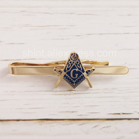 BTC1 blue compass with G Masonic Freemason Mason  tie clip  gentleman cloth  accessories Simple personality ► Photo 1/5