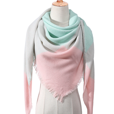 2022 women scarf plaid winter cashmere scarves lady shawls bandana neck warm knit Triangle Bandage foulard echarpe femme wraps ► Photo 1/6