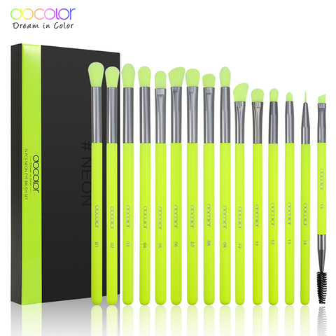 Docolor 15PCS Makeup Brushes Set Eye Shadow Blending Eyeliner Eyebrow Make up Brushes Synthetic hair Eyeshadow Neon Brush ► Photo 1/6