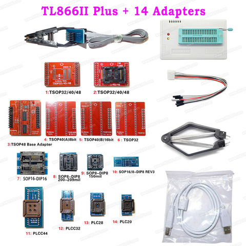 2022 Original New V8.30 TL866II Plus Universal Minipro USB Programmer + 14 Adapters + Test Clip Update of TL866CS/TL866A ► Photo 1/6