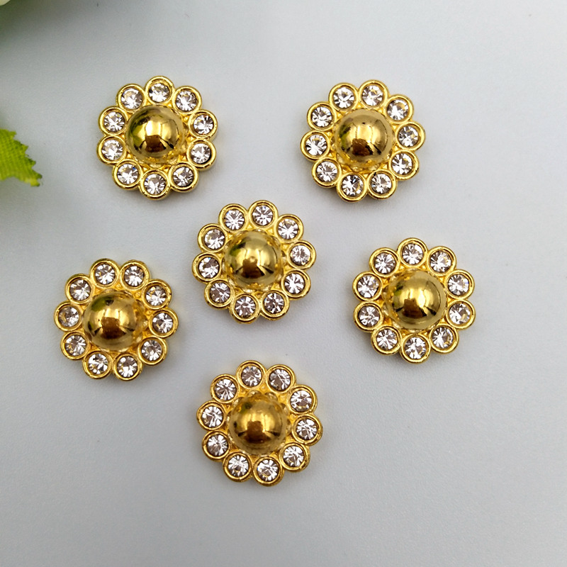 30Pcs Flatback Resin Rhinestone Flowers Buttons for Crafts Decorations 10 mm 